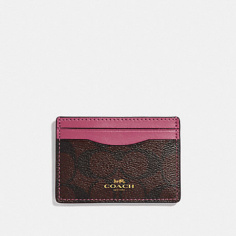 COACH CARD CASE - LIGHT GOLD/BROWN ROUGE - f63279