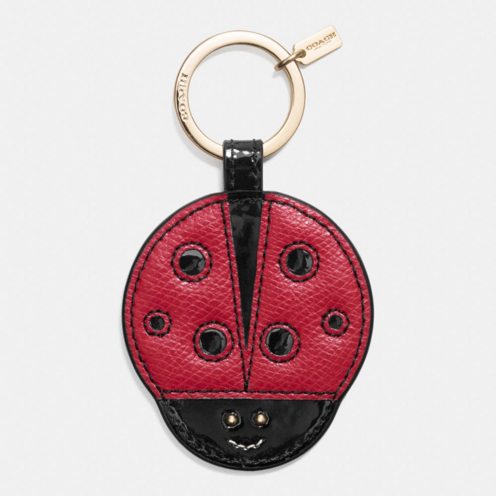 LADYBUG MOTIF KEY RING - COACH f63285 -  LIGHT GOLD/MULTICOLOR