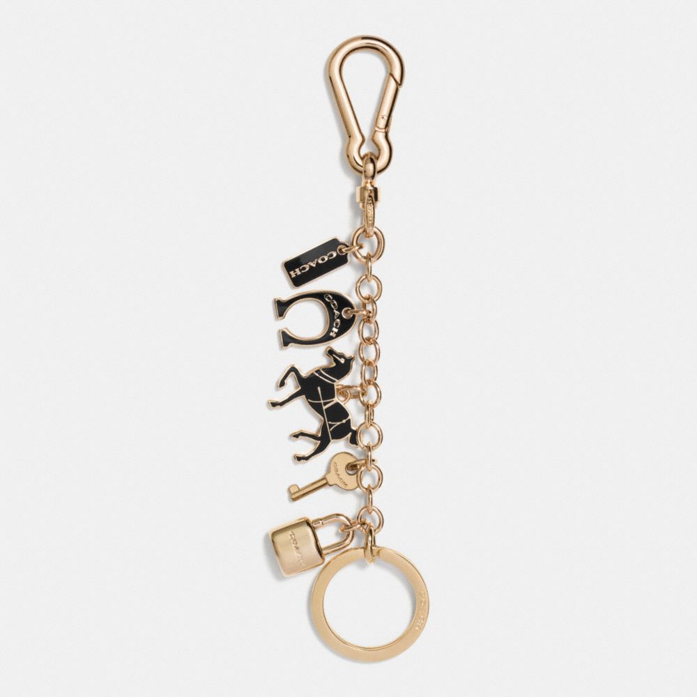 ICON CHARMS LOOP KEY RING - COACH f63346 - GOLD/BLACK