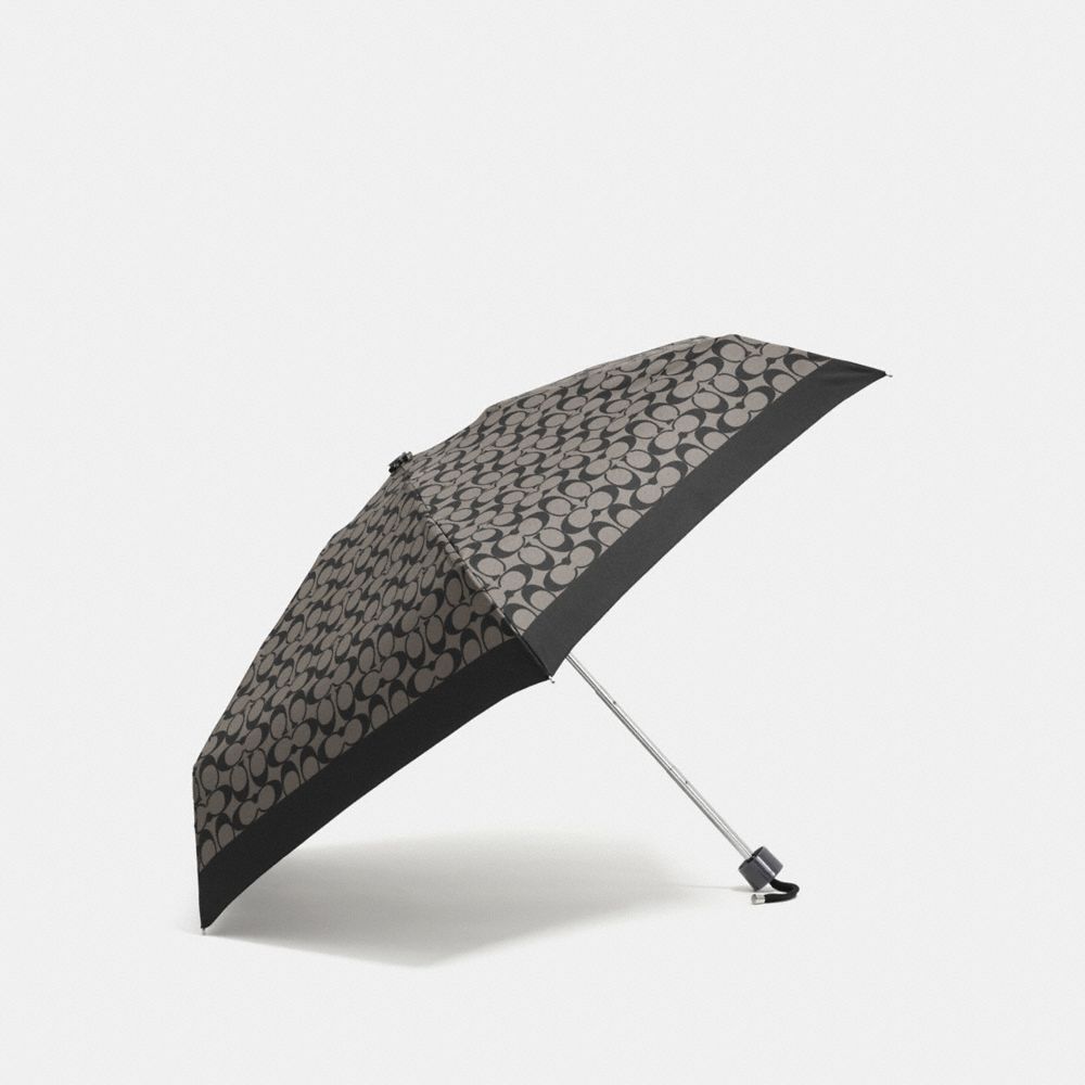 SIGNATURE MINI UMBRELLA - COACH f63365 - SILVER/BLACK GREY/BLACK