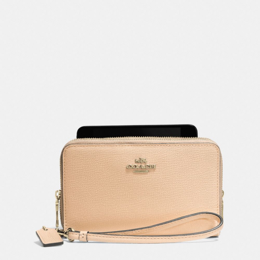 DOUBLE ZIP PHONE WALLET IN COLORBLOCK CROSSGRAIN LEATHER - COACH f63449 -  LIDTI