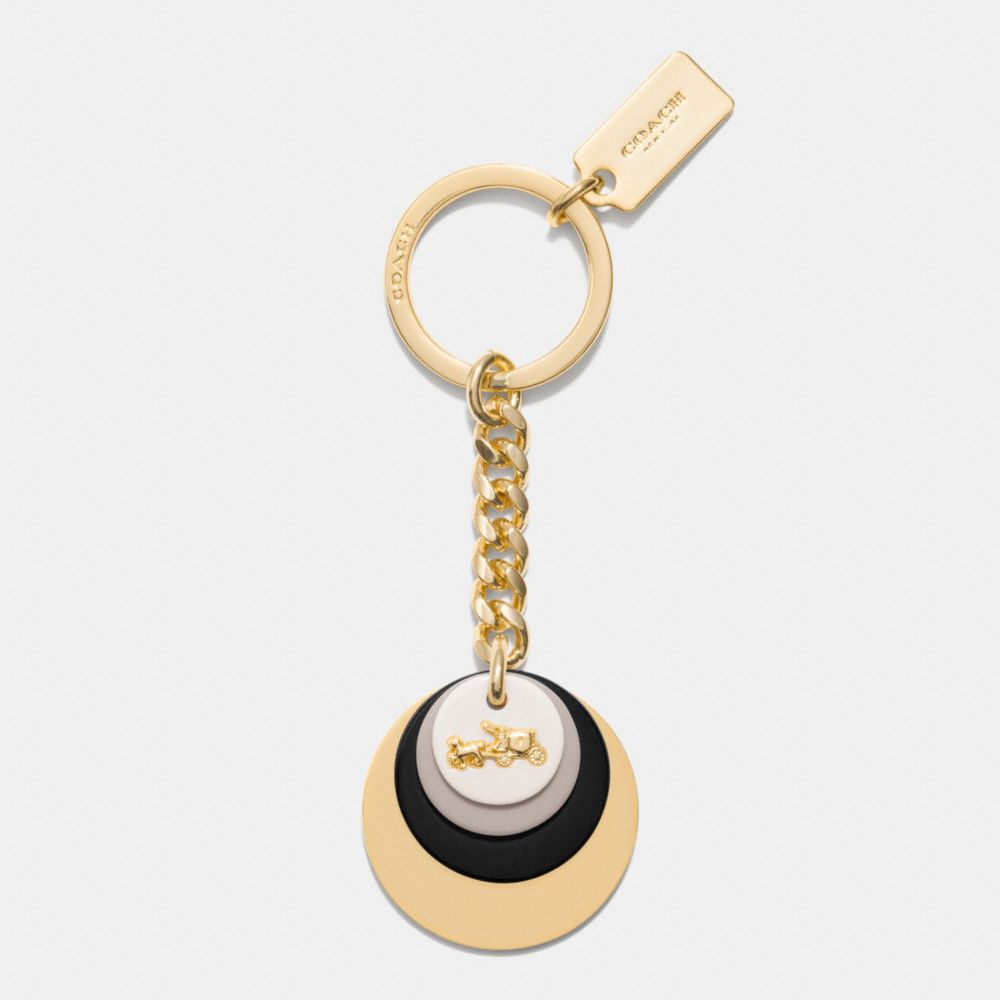 RESIN STACKED DISC KEY RING - COACH f63479 - GOLD/CHALK