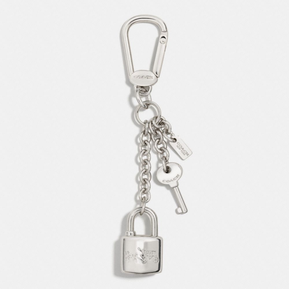 METAL LOCK AND KEY CHARM KEY RING - COACH f63633 -  SILVER/SILVER