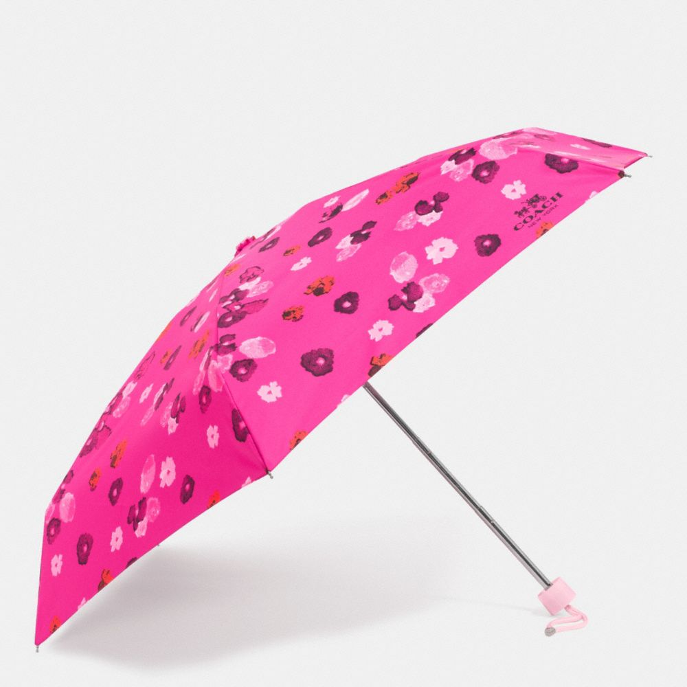 FLORAL PRINT MINI UMBRELLA - COACH f63675 -  SILVER/PINK MULTICOLOR