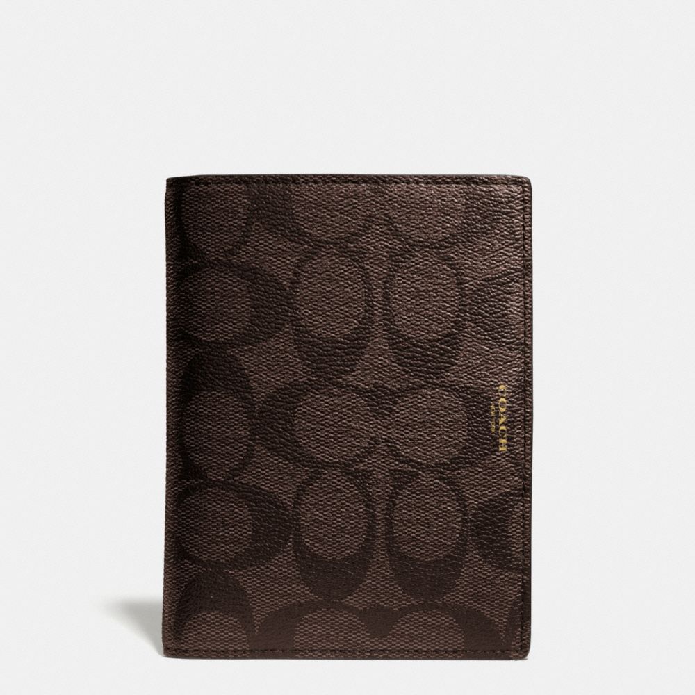 BLEECKER PASSPORT CASE IN SIGNATURE COATED CANVAS - COACH f63741 - MAHOGANY/BROWN