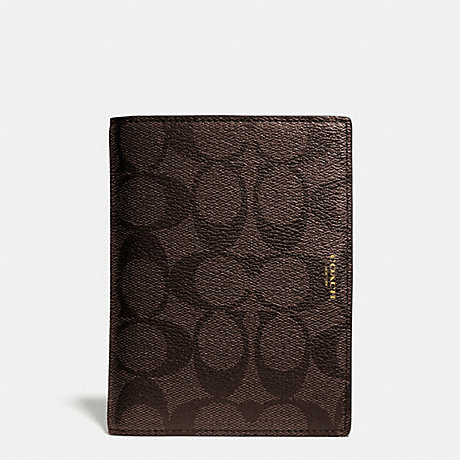 COACH BLEECKER PASSPORT CASE IN SIGNATURE COATED CANVAS - MAHOGANY/BROWN - f63741