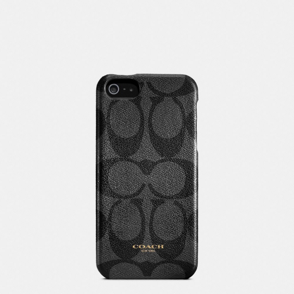 BLEECKER SIGNATURE MOLDED IPHONE 5 CASE - COACH f64096 -  BLACK/CHARCOAL