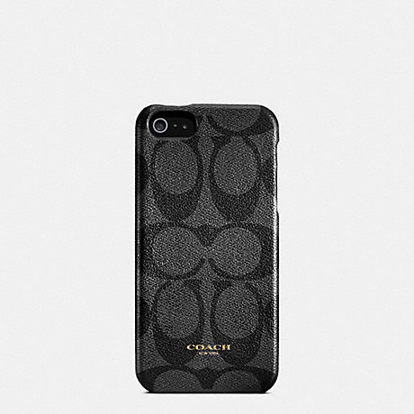 COACH BLEECKER SIGNATURE MOLDED IPHONE 5 CASE -  BLACK/CHARCOAL - f64096