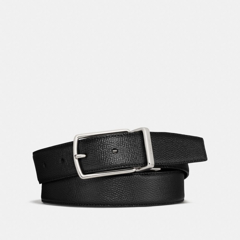 MODERN HARNESS CUT-TO-SIZE REVERSIBLE TEXTURE LEATHER BELT - COACH f64098 - BLACK
