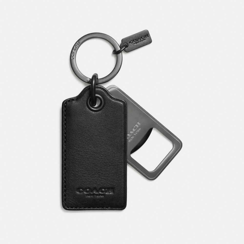 BOTTLE OPENER KEY RING - COACH f64140 - BLACK