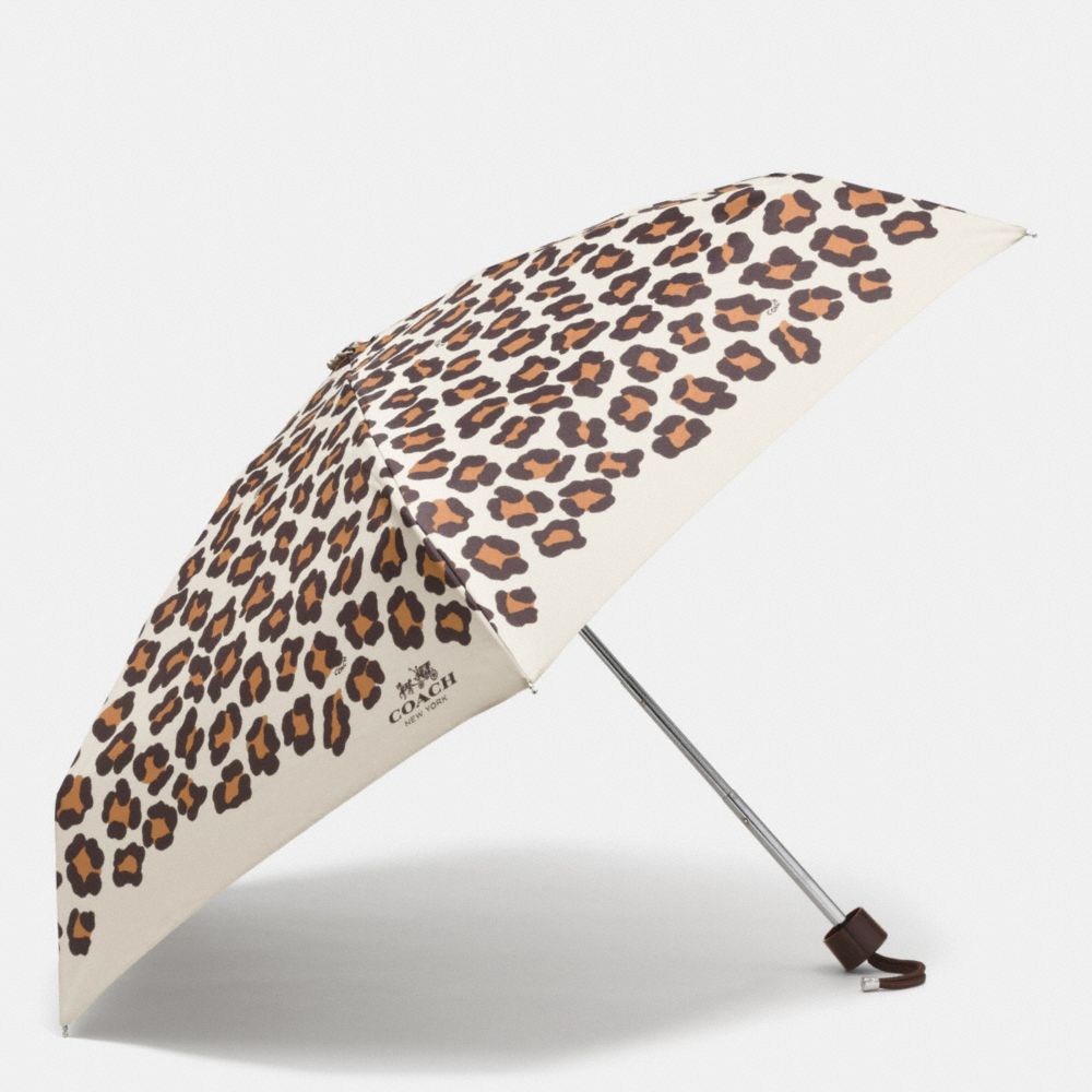 OCELOT PRINT MINI UMBRELLA - COACH f64148 - SILVER/CHALK MULTI