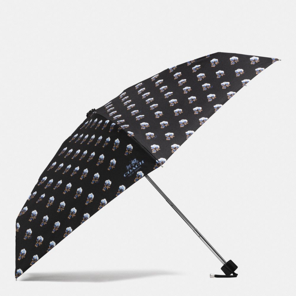 BRAMBLE ROSE PRINT MINI UMBRELLA - COACH f64149 - SILVER/BLUE MULTICOLOR