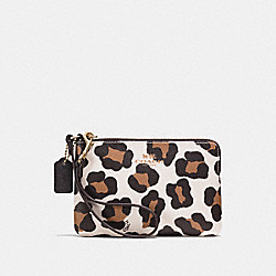 CORNER ZIP WRISTLET IN OCELOT PRINT HAIRCALF - COACH f64238 - LIGHT GOLD/CHALK MULTI