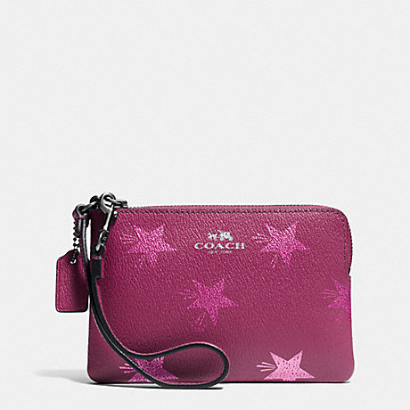 COACH CORNER ZIP WRISTLET IN STAR CANYON PRINT COATED CANVAS - ANTIQUE NICKEL/CRANBERRY - f64239