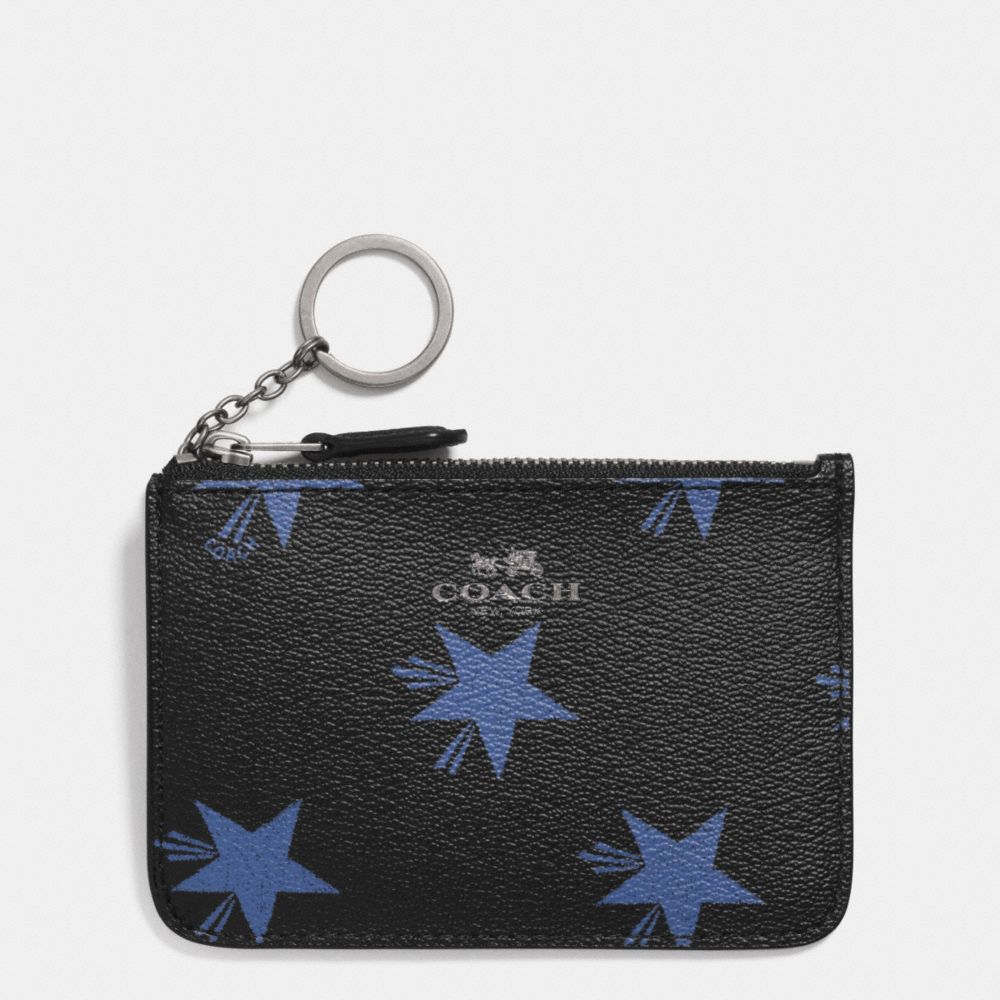 KEY POUCH WITH GUSSET IN STAR CANYON PRINT COATED CANVAS - COACH f64246 - QB/BLUE MULTICOLOR