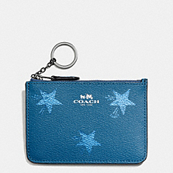 KEY POUCH WITH GUSSET IN STAR CANYON PRINT COATED CANVAS - COACH f64246 - ANTIQUE NICKEL/SLATE