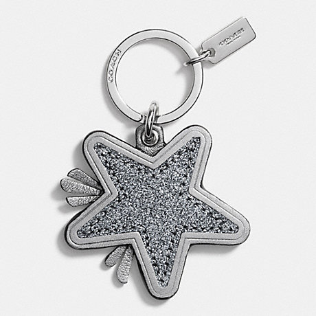 COACH STAR CANYON GLITTER KEY FRING - SILVER/GUNMETAL - f64350