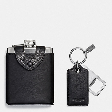 COACH FLASK AND BOTTLE OPENER GIFT BOX - BLACK - f64429