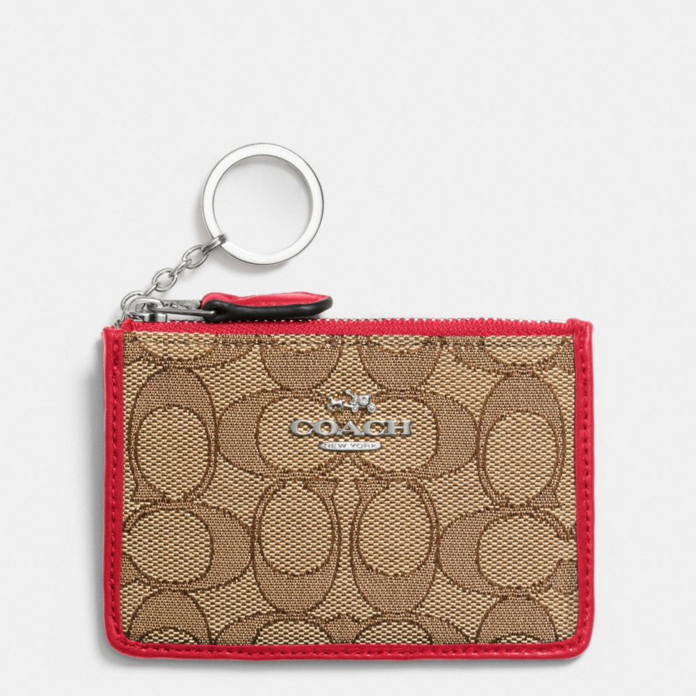 COACH MINI SKINNY ID CASE IN SIGNATURE - SILVER/KHAKI/TRUE RED - F64435