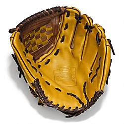 COACH HERITAGE BASEBALL LEATHER COLORBLOCKED GLOVE - SQUASH/FAWN - F64496