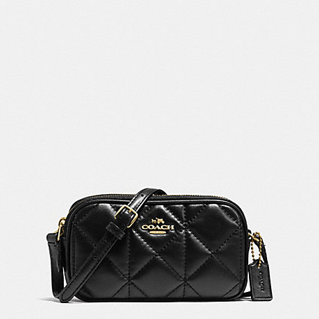 COACH CROSSBODY POUCH IN QUILTED LEATHER - IMITATION GOLD/BLACK - f64614