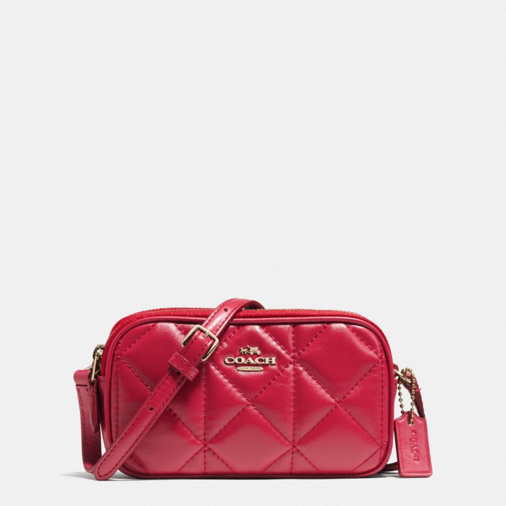 CROSSBODY POUCH IN QUILTED LEATHER - COACH f64614 - IMITATION GOLD/CLASSIC RED