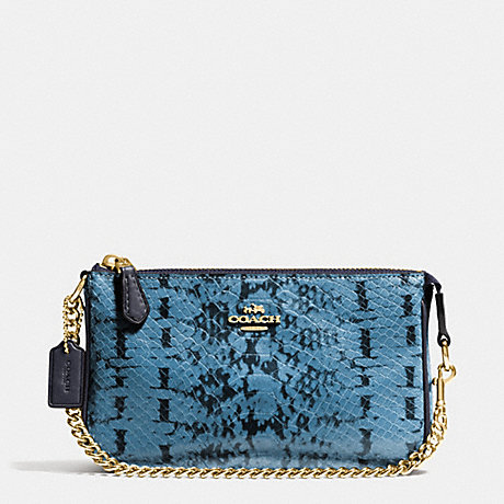 COACH NOLITA WRISTLET 19 IN COLORBLOCK EXOTIC EMBOSSED LEATHER - LIGHT GOLD/NAVY - f64712