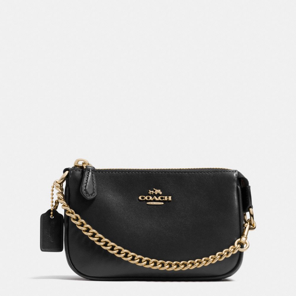 NOLITA WRISTLET 15 IN LEATHER - COACH f64791 - LIGHT GOLD/BLACK