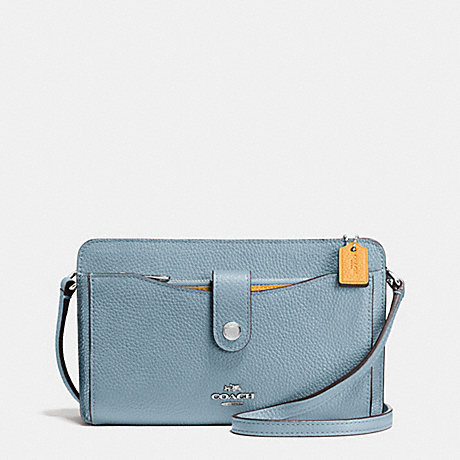 COACH MESSENGER WITH POP-UP POUCH IN COLORBLOCK LEATHER - SILVER/CORNFLOWER MULTI - f64798