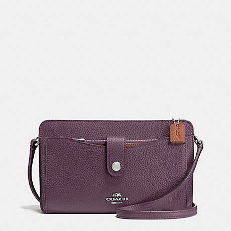 COACH MESSENGER WITH POP-UP POUCH IN COLORBLOCK LEATHER - SILVER/EGGPLANT MULTI - f64798