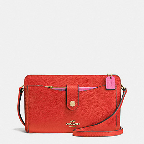 COACH MESSENGER WITH POP-UP POUCH IN COLORBLOCK LEATHER - SILVER/CARMINE/DAHLIA - f64798
