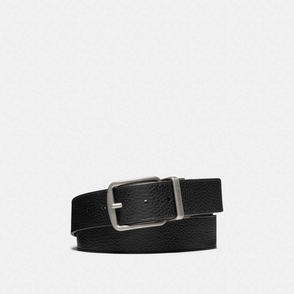 WIDE HARNESS CUT-TO-SIZE REVERSIBLE PEBBLE LEATHER BELT - COACH f64840 - BLACK/DARK BROWN