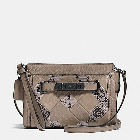 COACH COACH SWAGGER WRISTLET IN PATCHWORK EXOTIC EMBOSSED LEATHER - DARK GUNMETAL/FOG - f65140