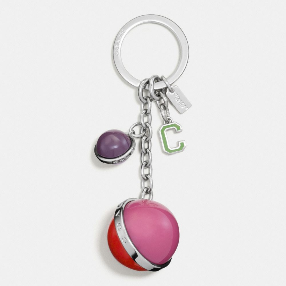 COACH ORB CHARM KEY RING - COACH f65160 - SILVER/PEPPER