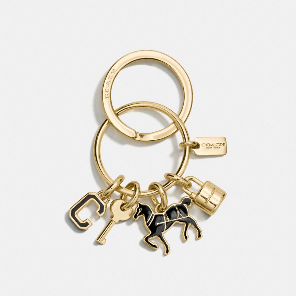 COACH ICONS KEY RING - COACH f65167 - GOLD/BLACK