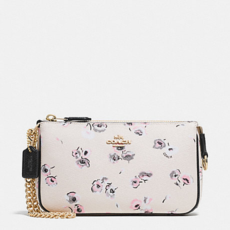 COACH LARGE WRISTLET 19 IN WILDFLOWER PRINT COATED CANVAS - IMITATION GOLD/CHALK MULTI - f65175