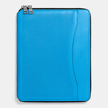 COACH TECH CASE IN PERFORATED LEATHER - AZURE - f65200