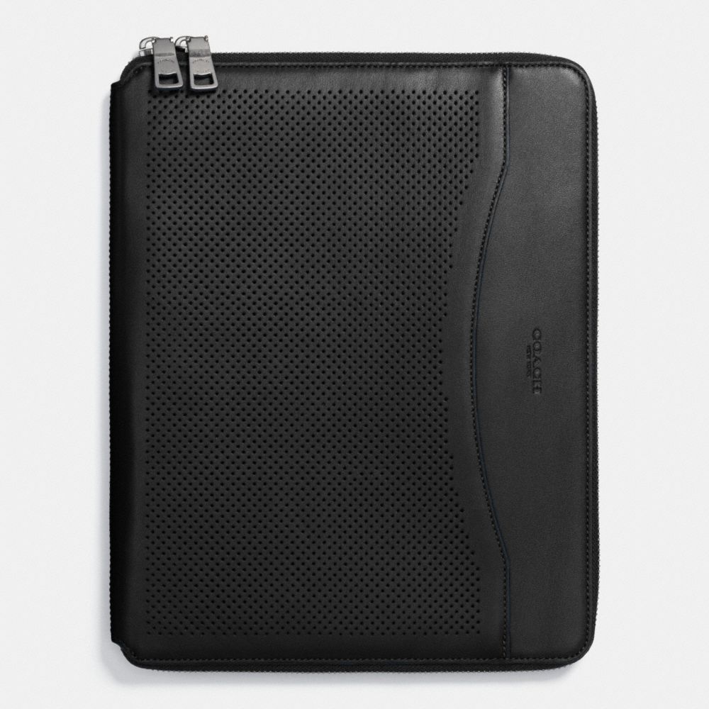COACH TECH CASE IN PERFORATED LEATHER - BLACK - F65200
