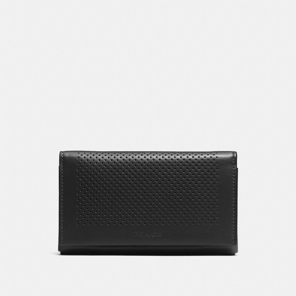 UNIVERSAL PHONE CASE IN PERFORATED LEATHER - COACH f65204 - BLACK