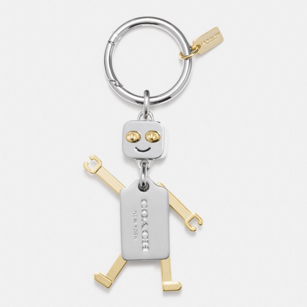 COACH METAL ROBOT KEY RING - COACH f65429 - SILVER/GOLD