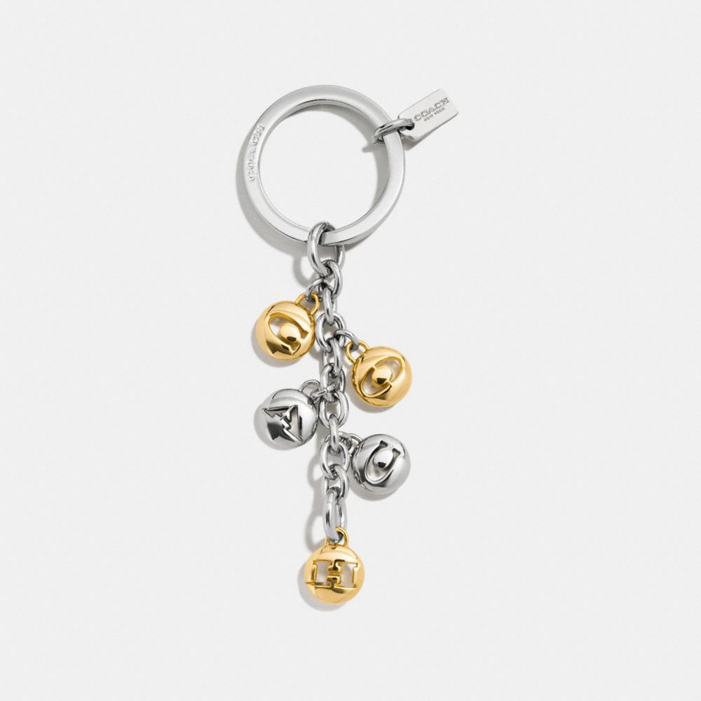 SIGNATURE COACH CHARM KEY RING - COACH f65430 - SILVER/GOLD