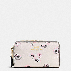 SMALL DOUBLE ZIP COIN CASE IN WILDFLOWER PRINT COATED CANVAS - COACH f65442 - IMITATION GOLD/CHALK MULTI