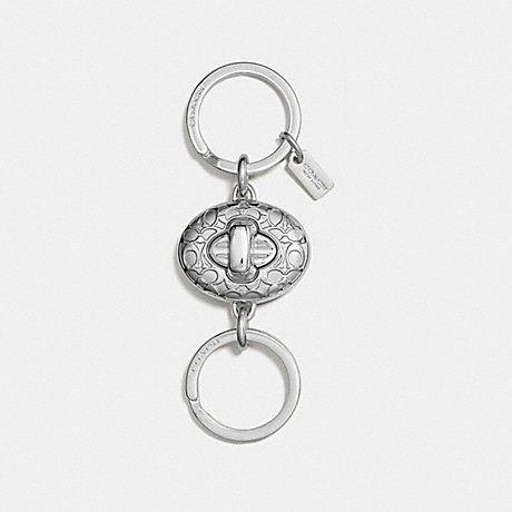 COACH SIGNATURE C TURNLOCK VALET KEY RING - SILVER - f65501