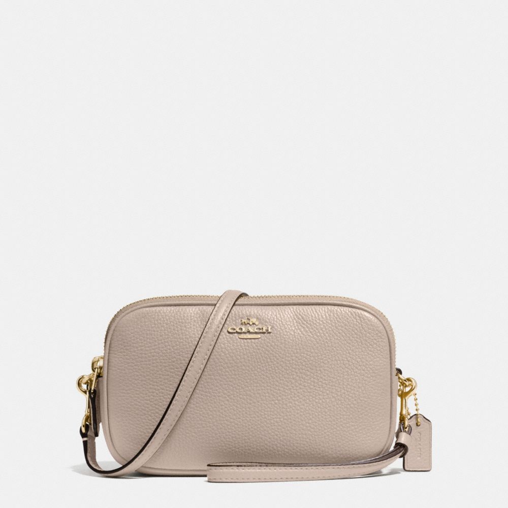 CROSSBODY CLUTCH IN POLISHED PEBBLE LEATHER - COACH f65547 -  SILVER/GREY BIRCH