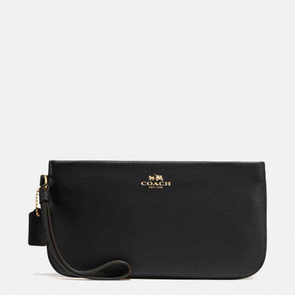 LARGE WRISTLET IN CROSSGRAIN LEATHER - COACH f65555 - IMITATION GOLD/BLACK