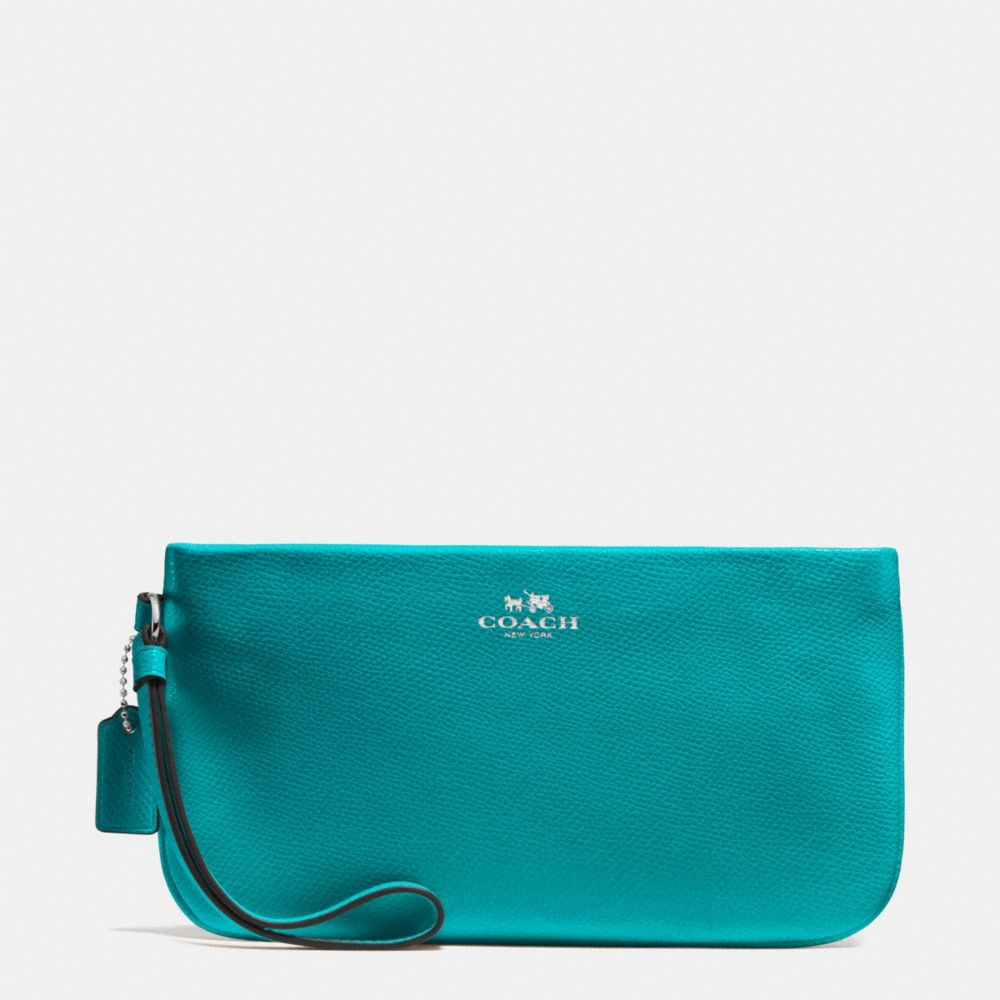 LARGE WRISTLET IN CROSSGRAIN LEATHER - COACH f65555 - SILVER/TURQUOISE