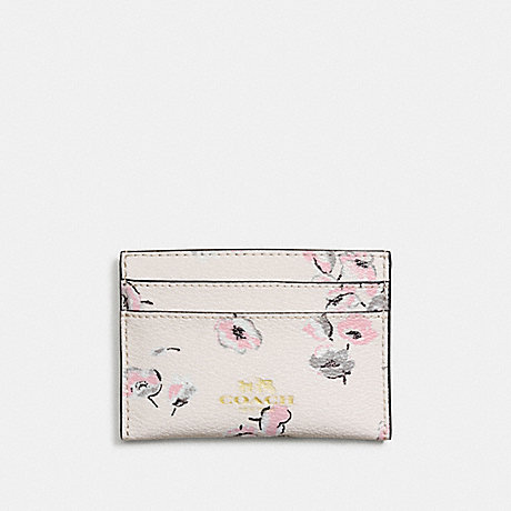 COACH FLAT CARD CASE IN WILDFLOWER PRINT COATED CANVAS - IMITATION GOLD/CHALK MULTI - f65574