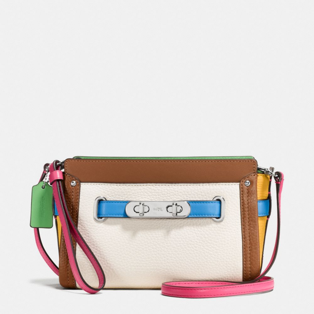 COACH COACH SWAGGER WRISTLET IN RAINBOW COLORBLOCK LEATHER - SILVER/CHALK MULTI - f65585