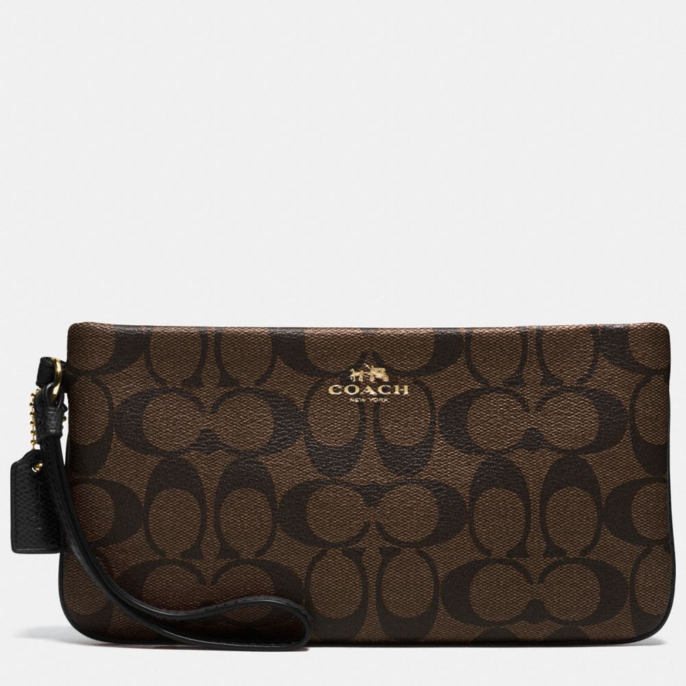 LARGE WRISTLET IN SIGNATURE - COACH f65748 - IMITATION GOLD/BROWN/BLACK