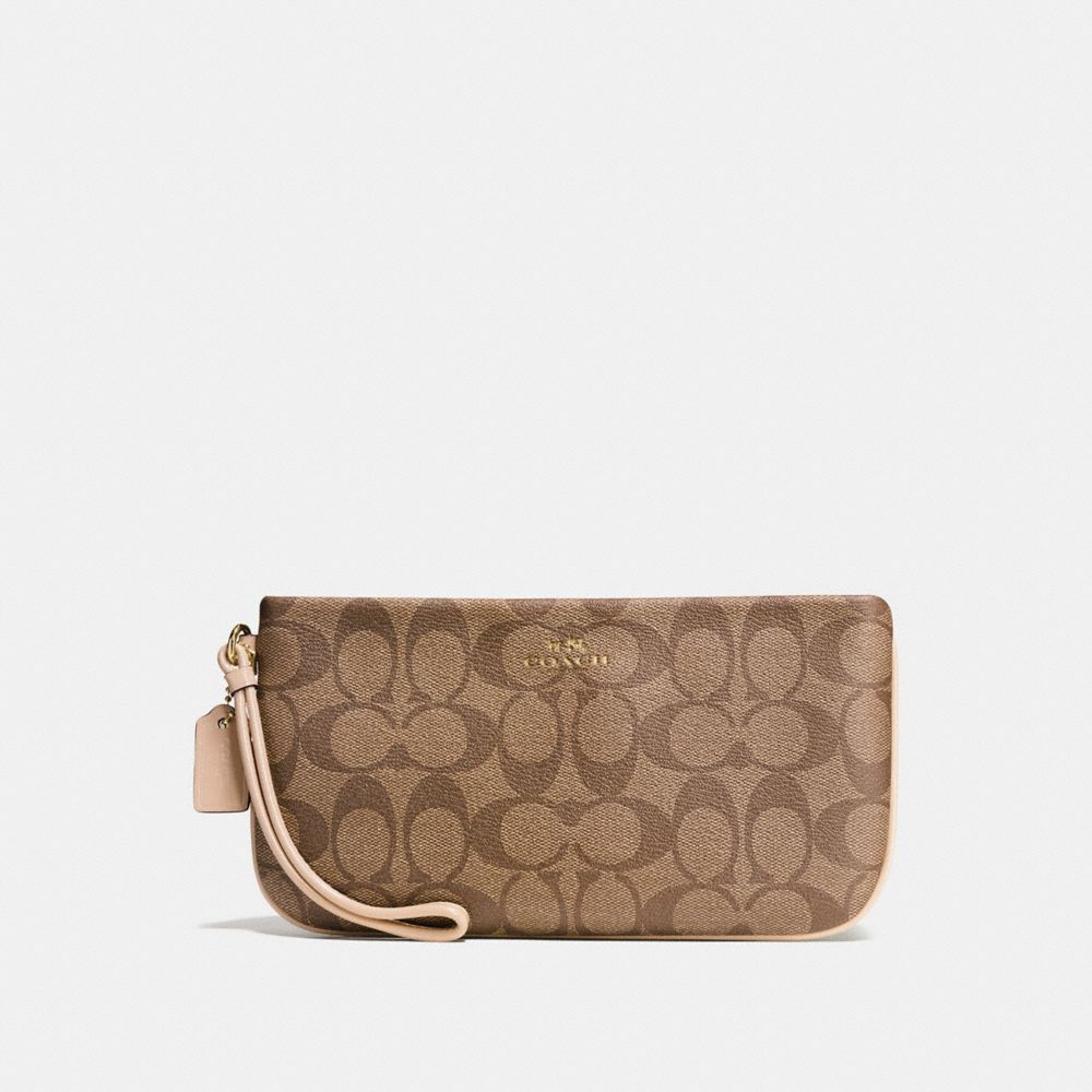 LARGE WRISTLET IN SIGNATURE - COACH f65748 - IMITATION GOLD/KHAKI PLATINUM